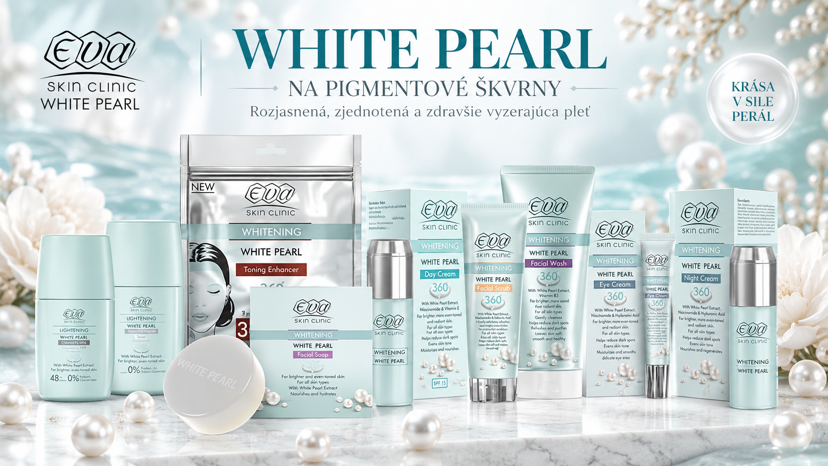 Eva Cosmetics WHITE PEARL – starostlivosť o pleť s pigmentovými škvrnami