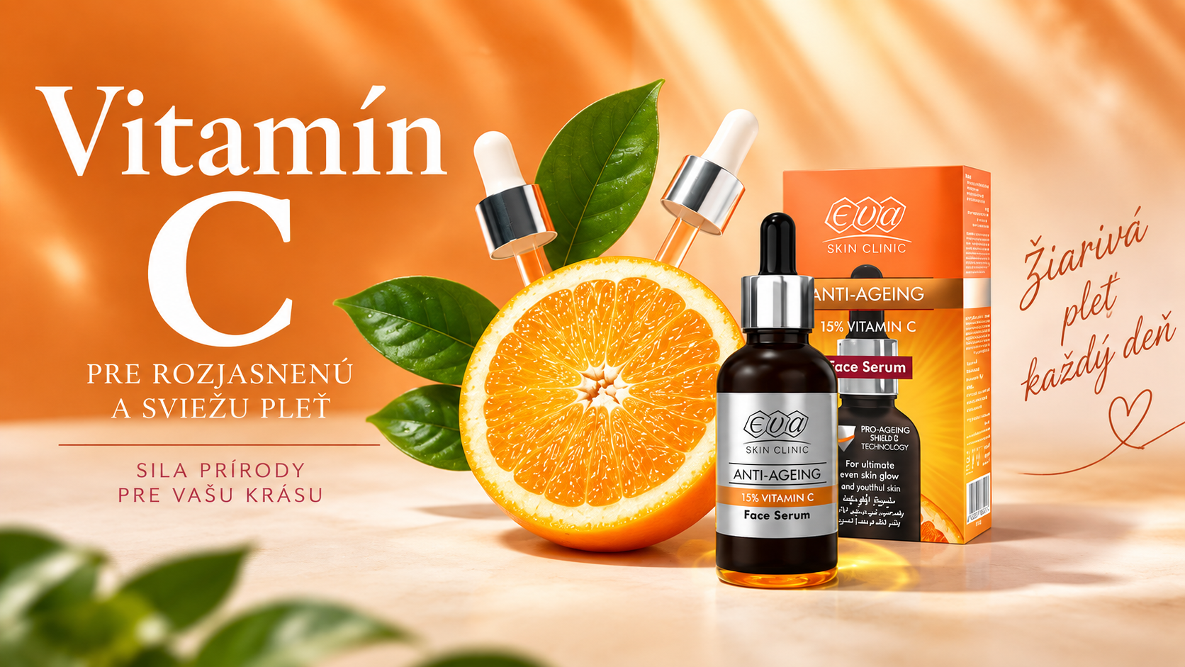 Vitamín C na pleť – sérum s vitamínom C Eva Cosmetics | Kozmetika z Egypta