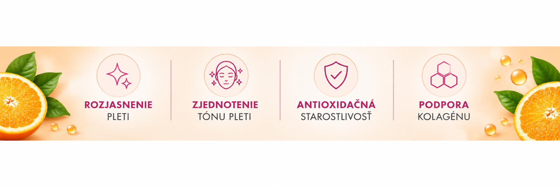 Vitamín C na pleť – rozjasnenie, zjednotenie tónu, antioxidanty a podpora kolagénu