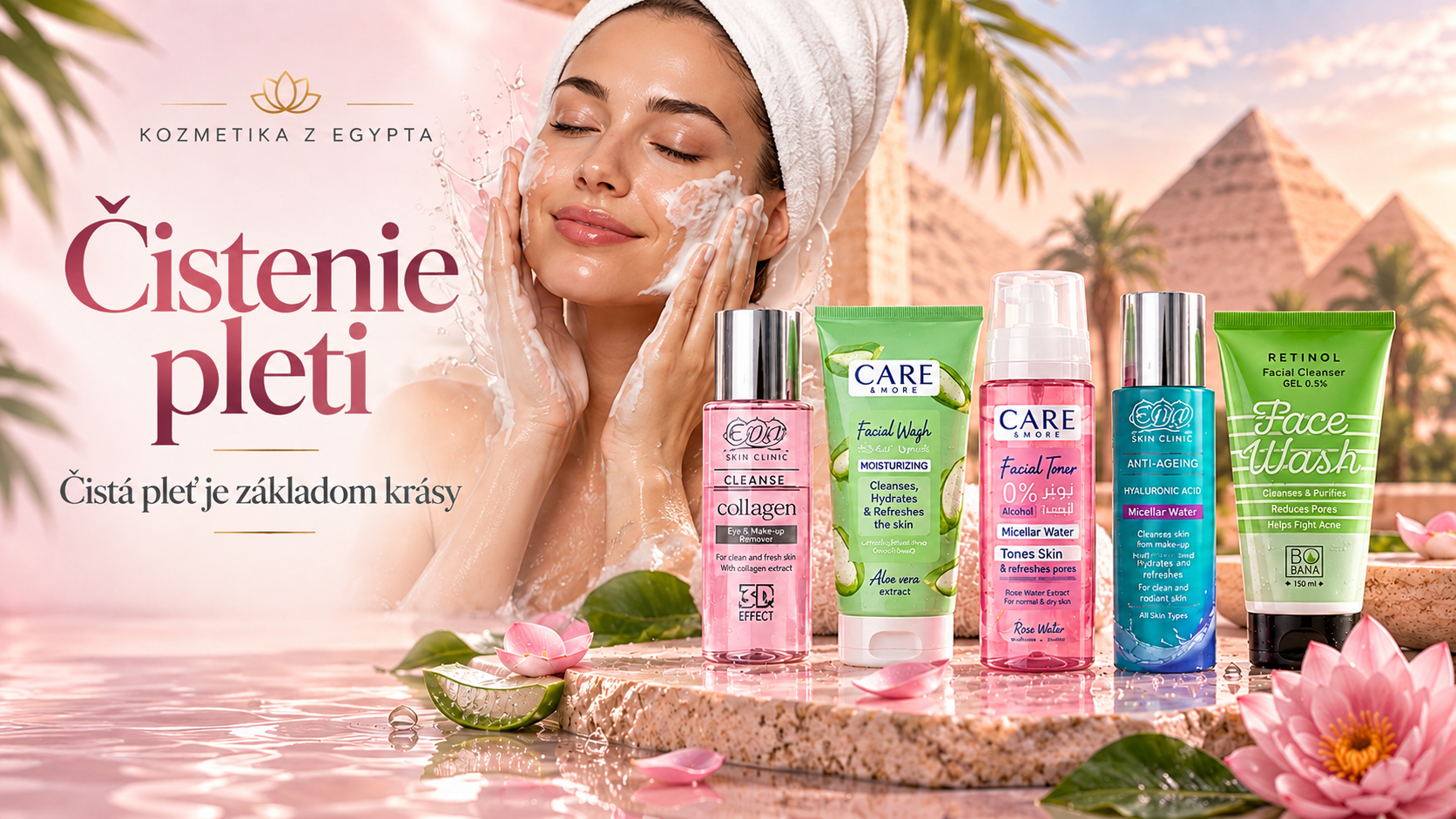 Čistenie pleti – čistiace gély, micelárne vody a tonery | Kozmetika z Egypta