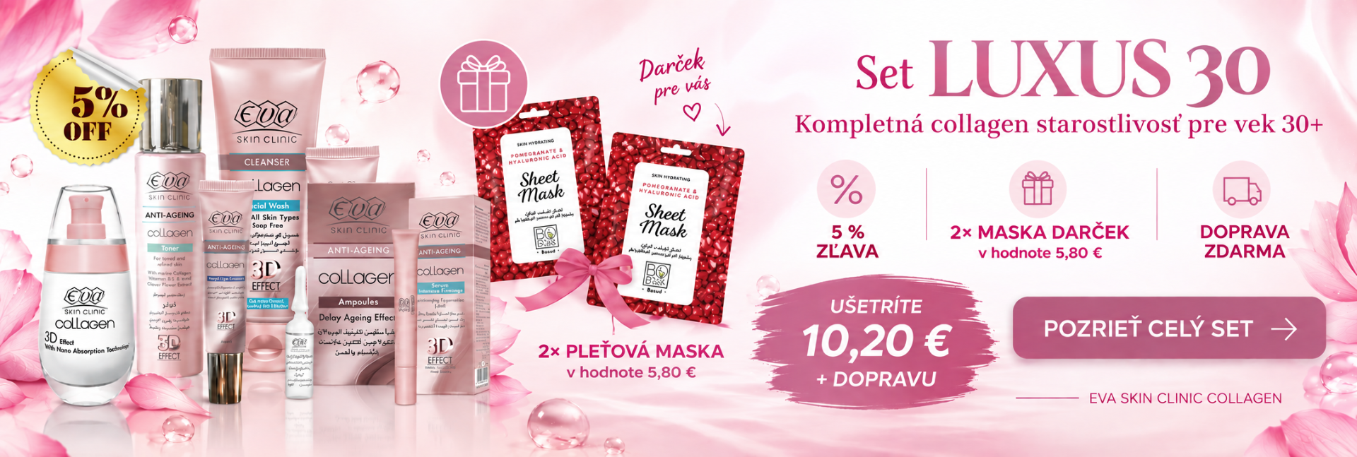 Set LUXUS 30 s kolagénom pre vek 30+ – Eva Cosmetics | Kozmetika z Egypta