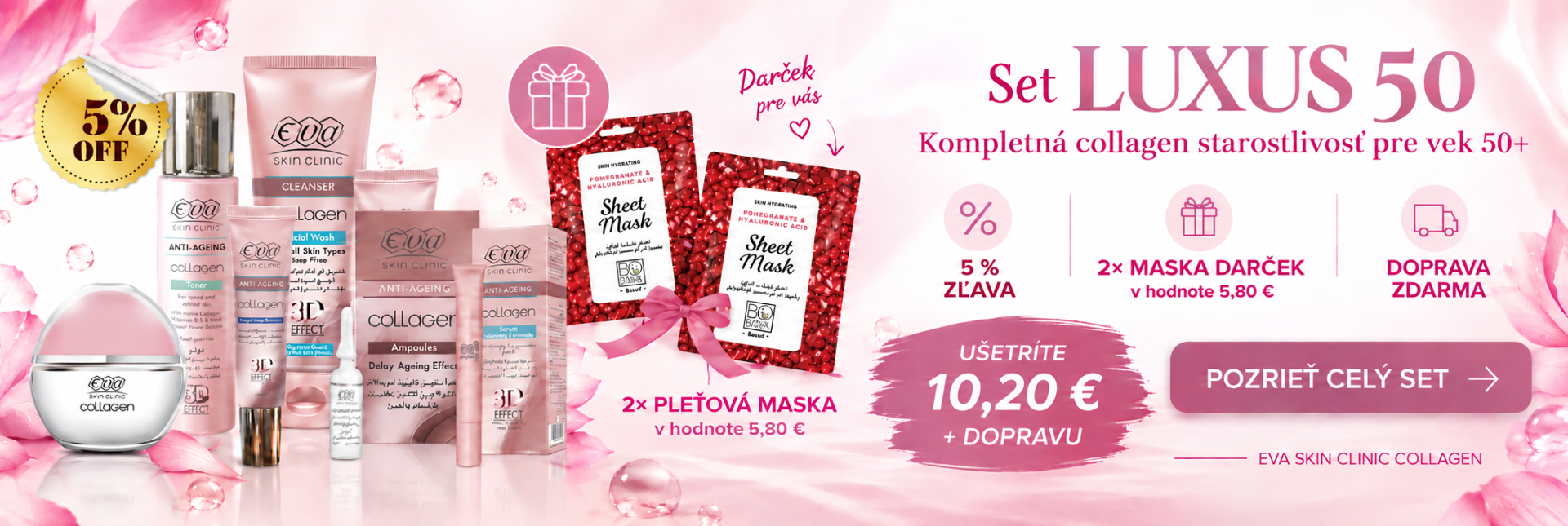 Set LUXUS 50 s kolagénom pre vek 50+ – Eva Cosmetics | Kozmetika z Egypta