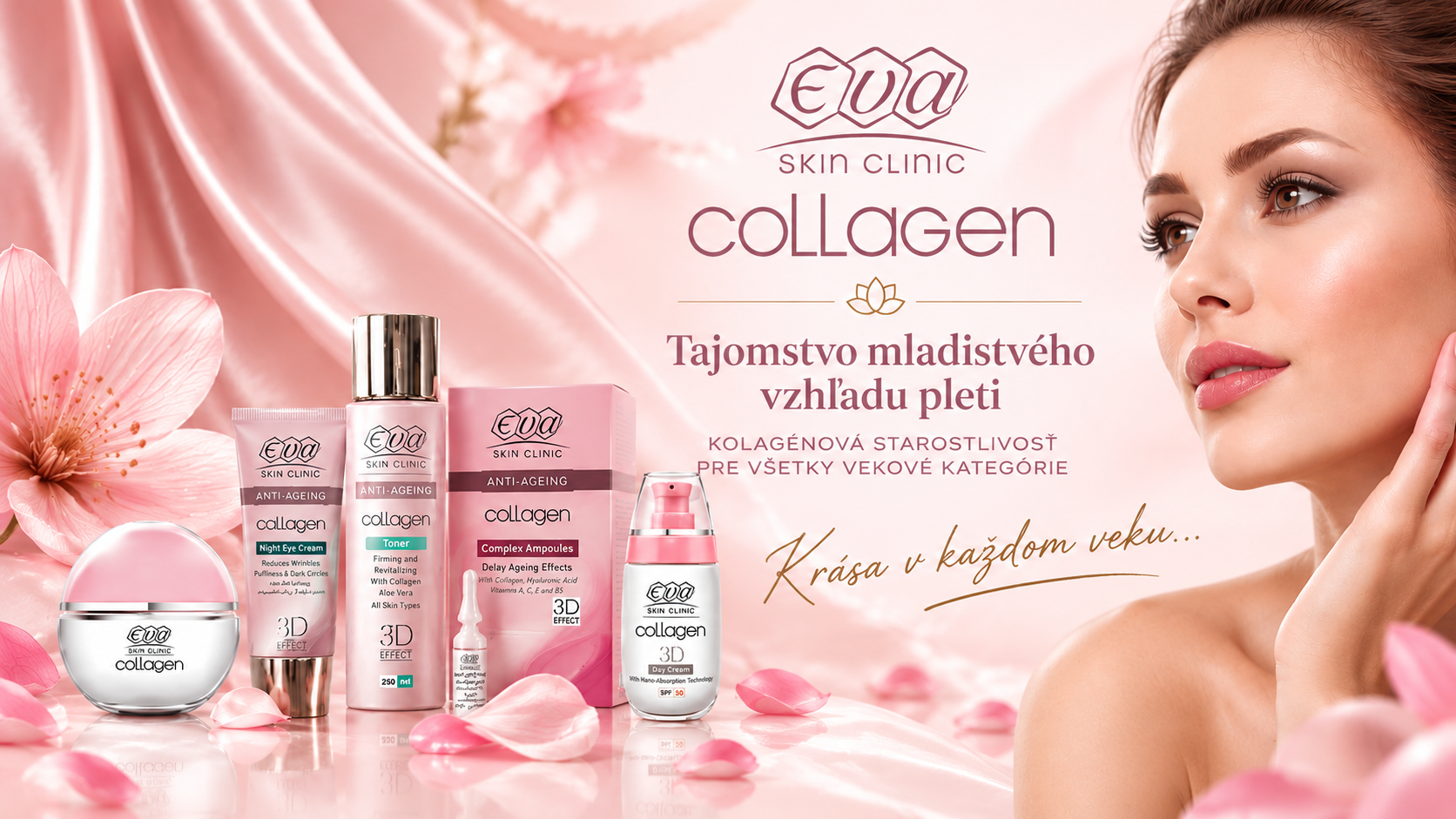 Kolagénová kozmetika Eva Cosmetics – Collagen rada na pleť | Kozmetika z Egypta